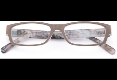 Leesbril kunststof grijs/bloemblad motief
