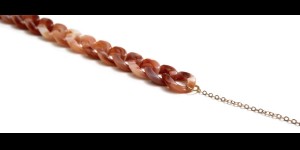 Chaîne de lunettes acrylique/métal corail/or rose 2 pièces