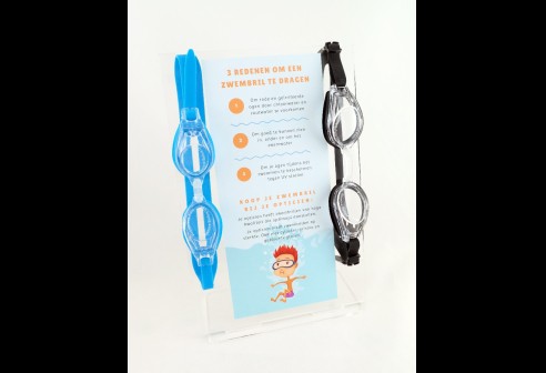 Présentoir pour lunettes de natation transparent