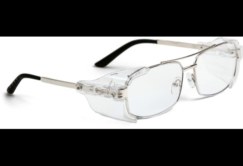 Lunettes de protection metal avec avec pont double et protection latérale, argent