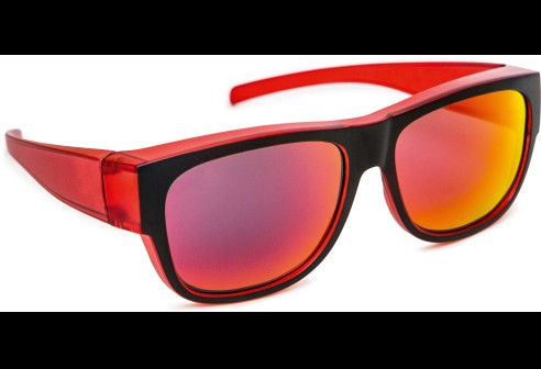 Lunettes superposables rouge-noir