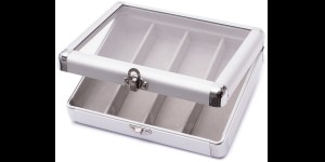 Boîtier de présentation pour 4 lunettes, en aluminium