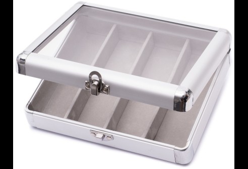 Boîtier de présentation pour 4 lunettes, en aluminium