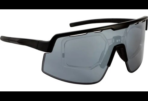 Lunettes de sport Leader Lope noir avec verres miroir couleur argentée à revêtement Revo