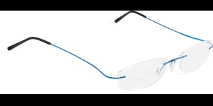 Monture percée en Titane béta, branches monoblock, bleu