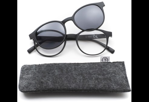 Lunettes de lecture en plastique avec pince solaire magenetic noir +1.00