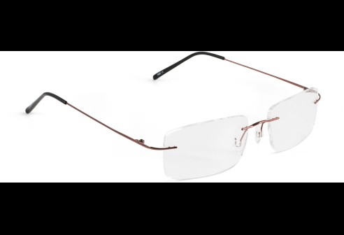 Monture percée en Titane béta, branches avec embouts, marron