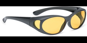 Lunettes superposables, noir mat, jaune (25% teinte)
