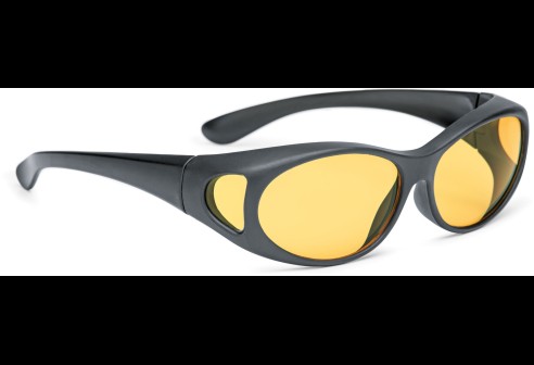 Lunettes superposables, noir mat, jaune (25% teinte)