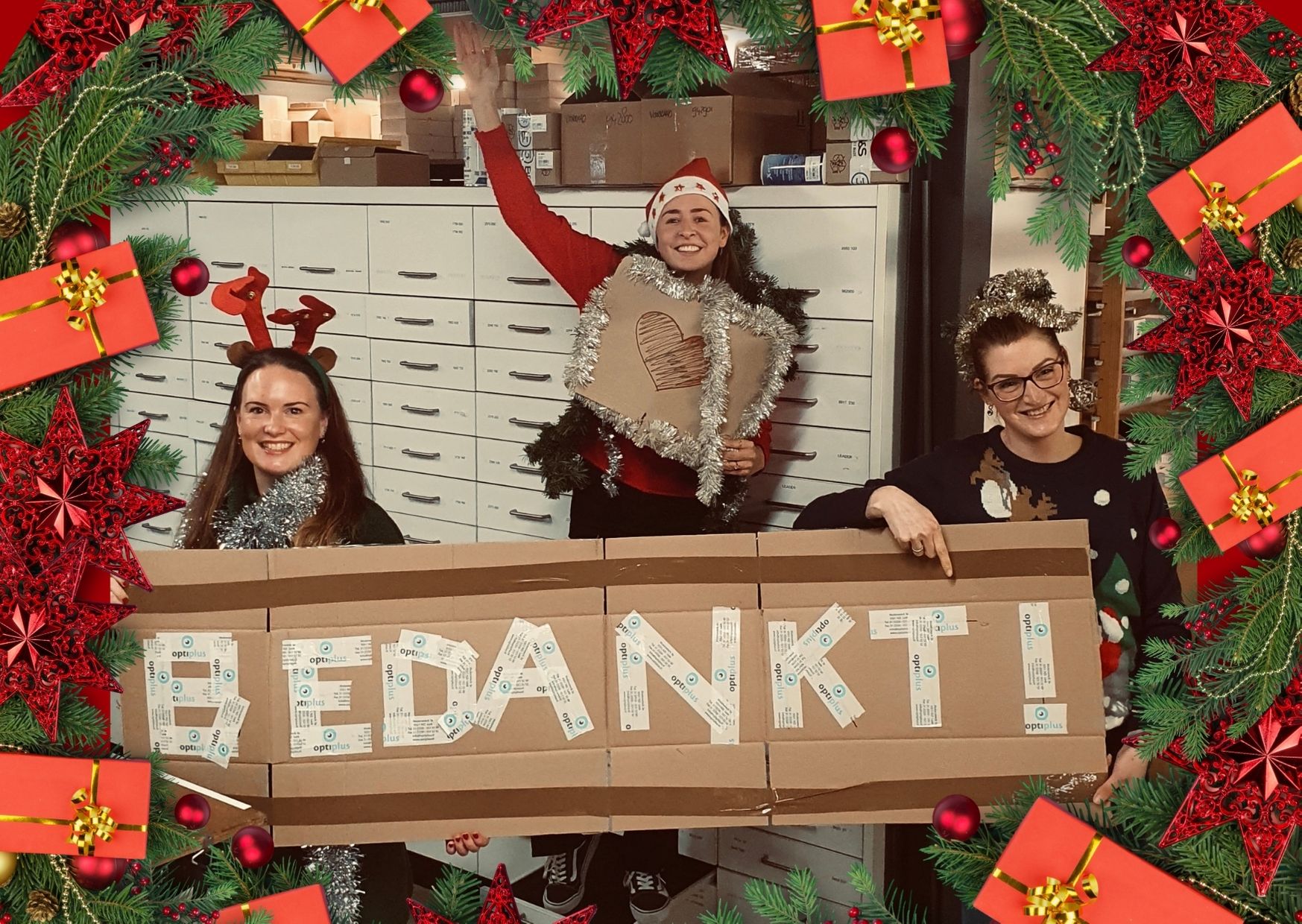 Rood Kerstmis Decoratie Kerst Bedankt Kaart.jpg