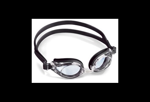 Zwembril volwassenmodel compleet gemonteerd met planglazen, zwart