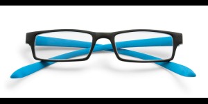 Leesbril kunststof montuur met 'neckholder' veren - Zwart/Blauw