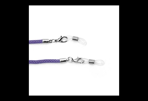 Brilketting slang met karabijnsluiting lila, 3 stuks