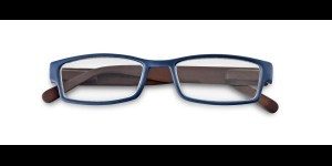 Kunststof leesbril met zachte veren - Mat blauw - bruin