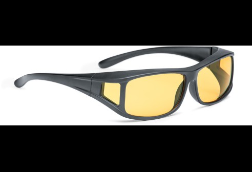Overzetzonnebril zwart met gele nightview glazen