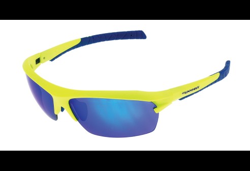 Progear Sportshades Racer mat neon geel met blauw verspiegelde lenzen