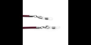 Brilketting slang met karabijnsluiting marsala rood, 3 stuks