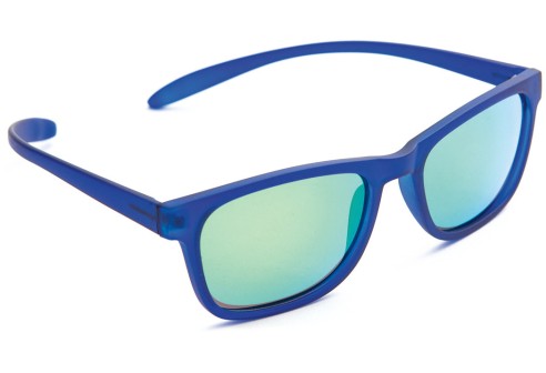 B&S zonnebril voor kinderen 10 tot 12 jaar blauw met blauw/groene verspiegeling