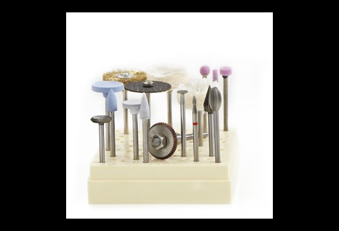 Kleingereedschap assortiment, frees- en polijstset, 17-delig, in kunststof box