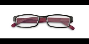 Kunststof leesbril met zachte veren - Mat zwart-rood