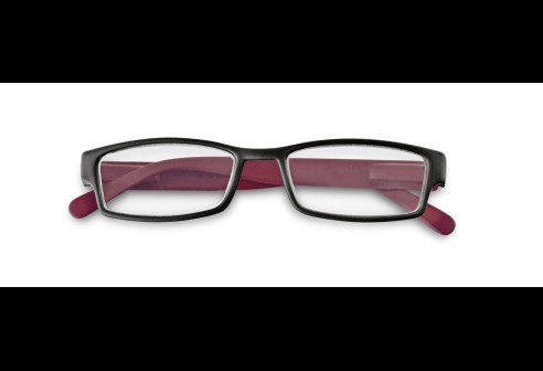 Kunststof leesbril met zachte veren - Mat zwart-rood