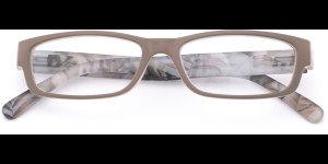 Leesbril kunststof grijs/bloemblad motief