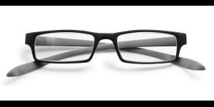Leesbril kunststof montuur met 'neckholder' veren Zwart/Grijs